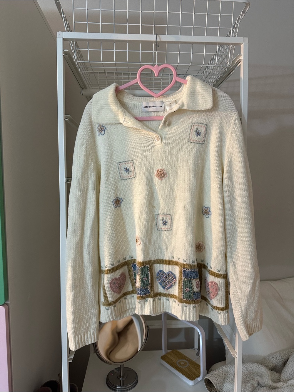 Alfred Dunner Cream Button-Front Knit Cardigan